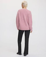 Long-Sleeve Crew-Neck Loose Bouclé Pullover