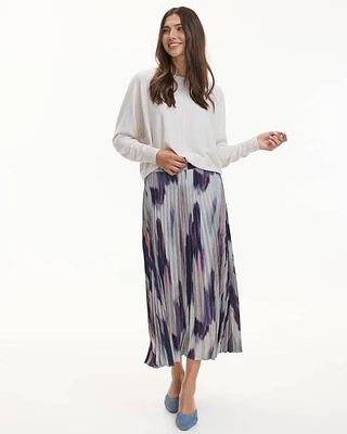 Pleated Midi Satin Skirt