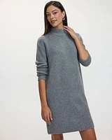 Long-Sleeve Shift Dress with Mock Neckline