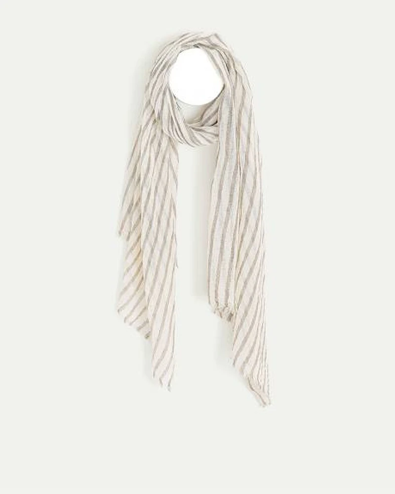 Foulard rayé en mélange de lin