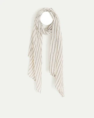 Foulard rayé en mélange de lin