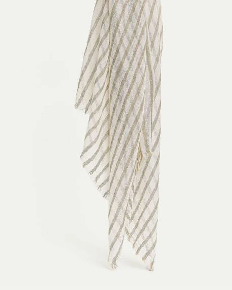 Foulard rayé en mélange de lin
