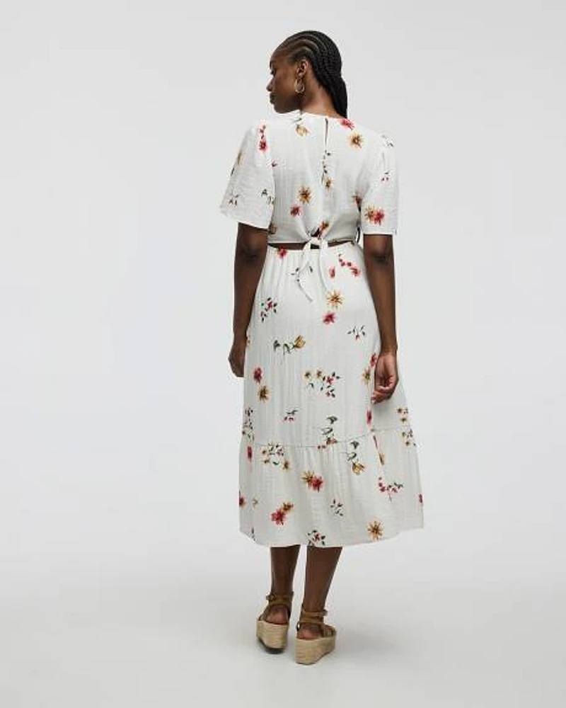 Short-Sleeve V-Neck Maxi Dress