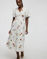Short-Sleeve V-Neck Maxi Dress