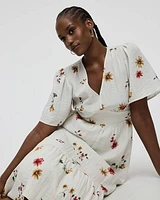 Short-Sleeve V-Neck Maxi Dress