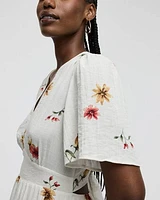 Short-Sleeve V-Neck Maxi Dress