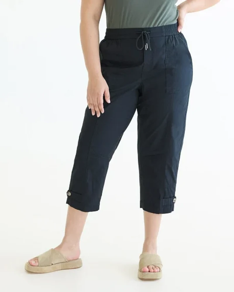 Straight-Leg High-Rise Poplin Capri Pant