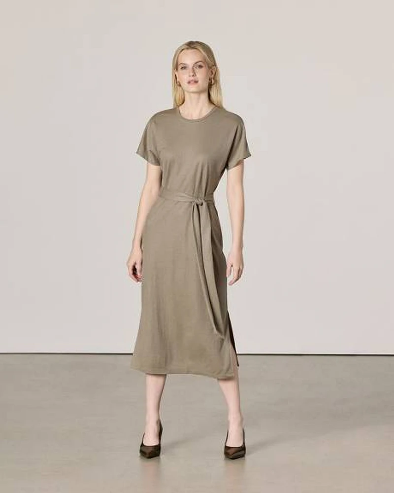 Short-Sleeve Crew-Neck Shift Dress