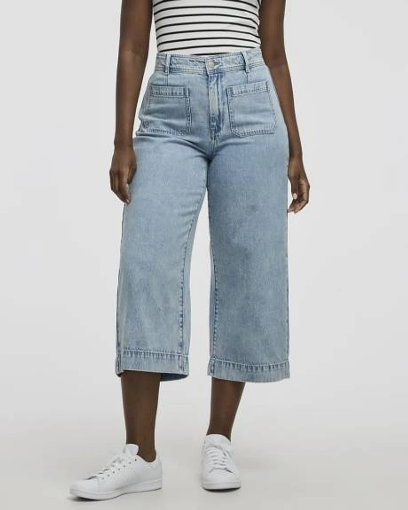 Wide-Leg High-Rise Cropped Jean