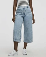 Wide-Leg High-Rise Cropped Jean