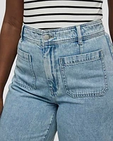 Wide-Leg High-Rise Cropped Jean
