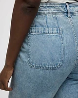 Wide-Leg High-Rise Cropped Jean