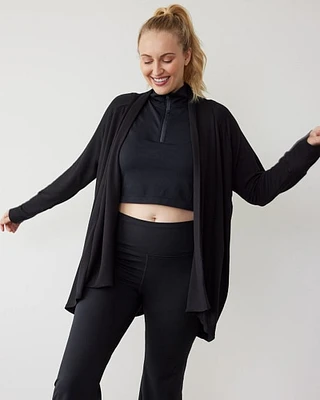 Long-Sleeve Open Cardigan with Side Pockets