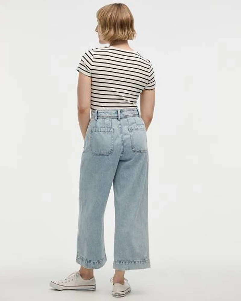 Wide-Leg High-Rise Cropped Jean