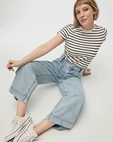 Wide-Leg High-Rise Cropped Jean