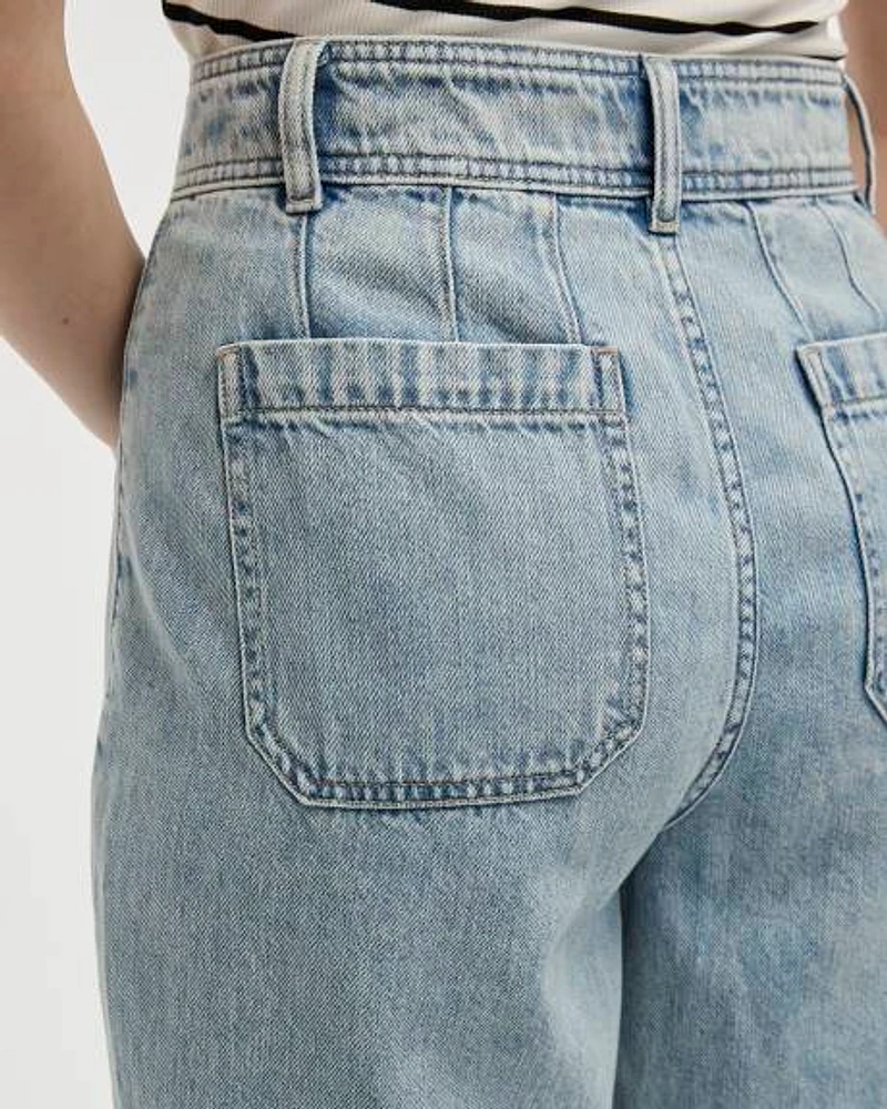 Wide-Leg High-Rise Cropped Jean