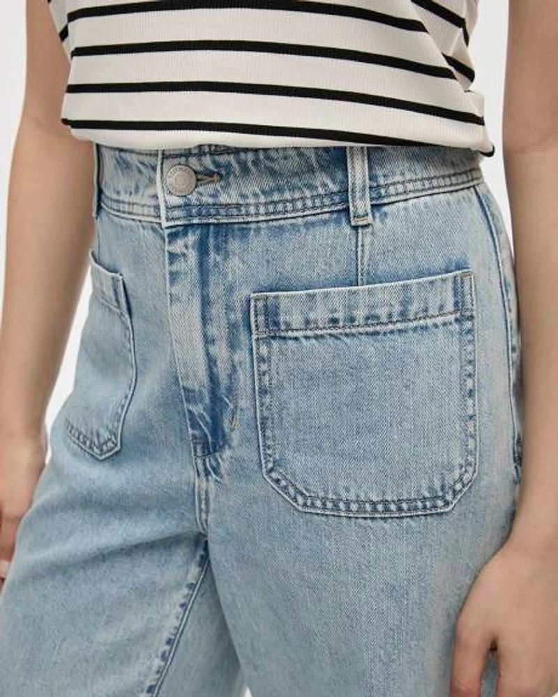 Wide-Leg High-Rise Cropped Jean