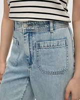 Wide-Leg High-Rise Cropped Jean