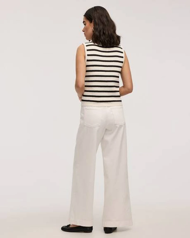 Striped Sleeveless V-Neck Sweater Vest
