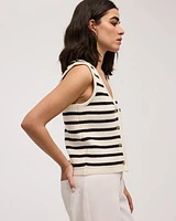 Striped Sleeveless V-Neck Sweater Vest
