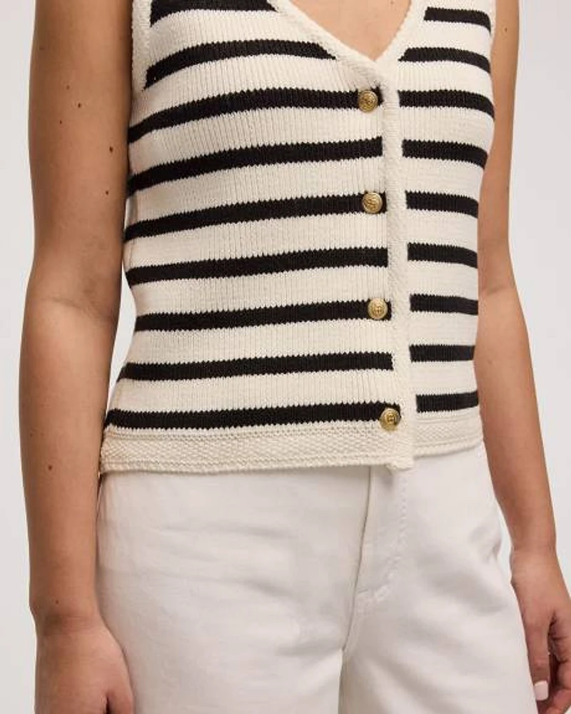 Striped Sleeveless V-Neck Sweater Vest