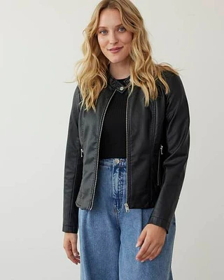 Veste moto en faux cuir