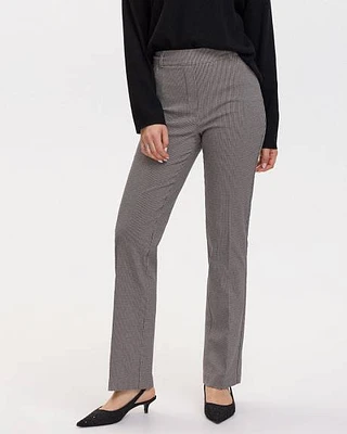 Straight-Leg High-Rise Houndstooth Pants