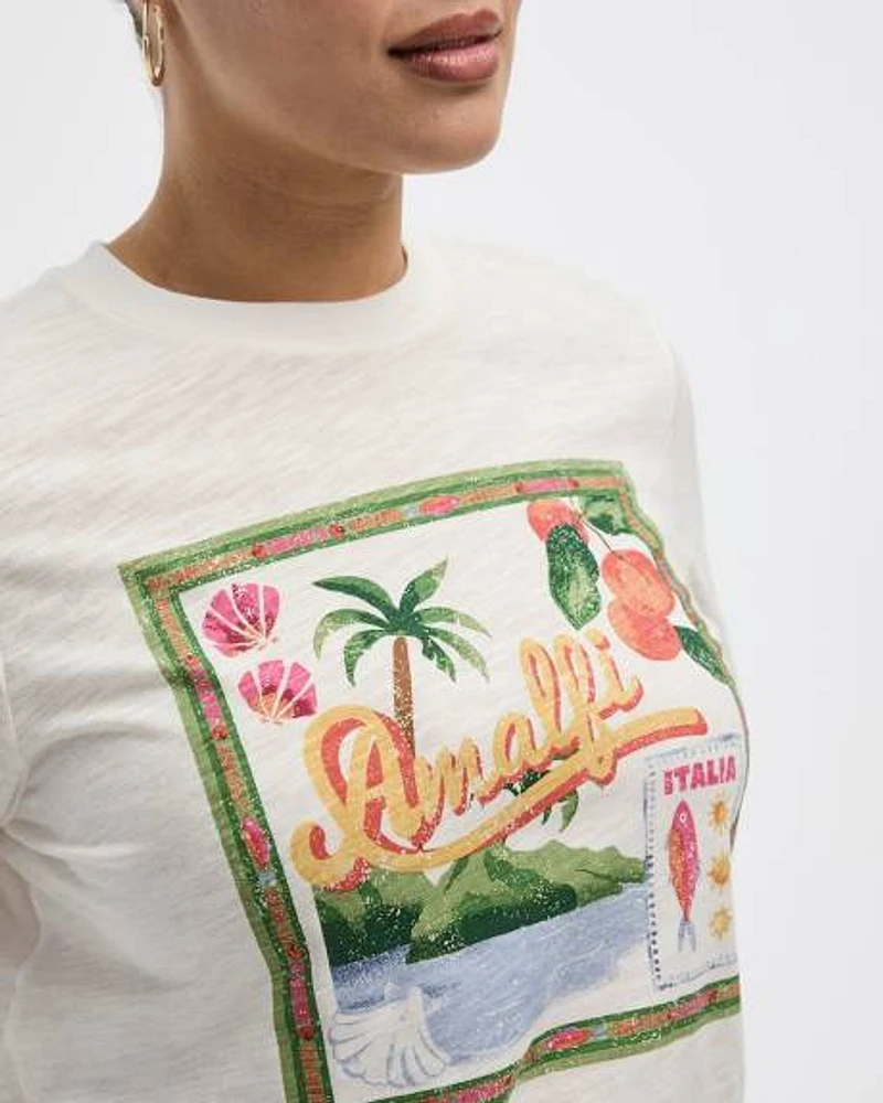 Extended-Sleeve Crew-Neck Graphic T-Shirt