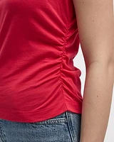 Short-Sleeve Crew-Neck Tee with Shirred Sides