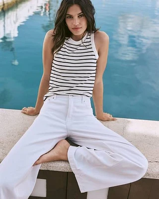 Camisole côtelée à col rond