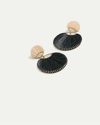 Boucles d'oreilles en raphia avec pendentifs ronds