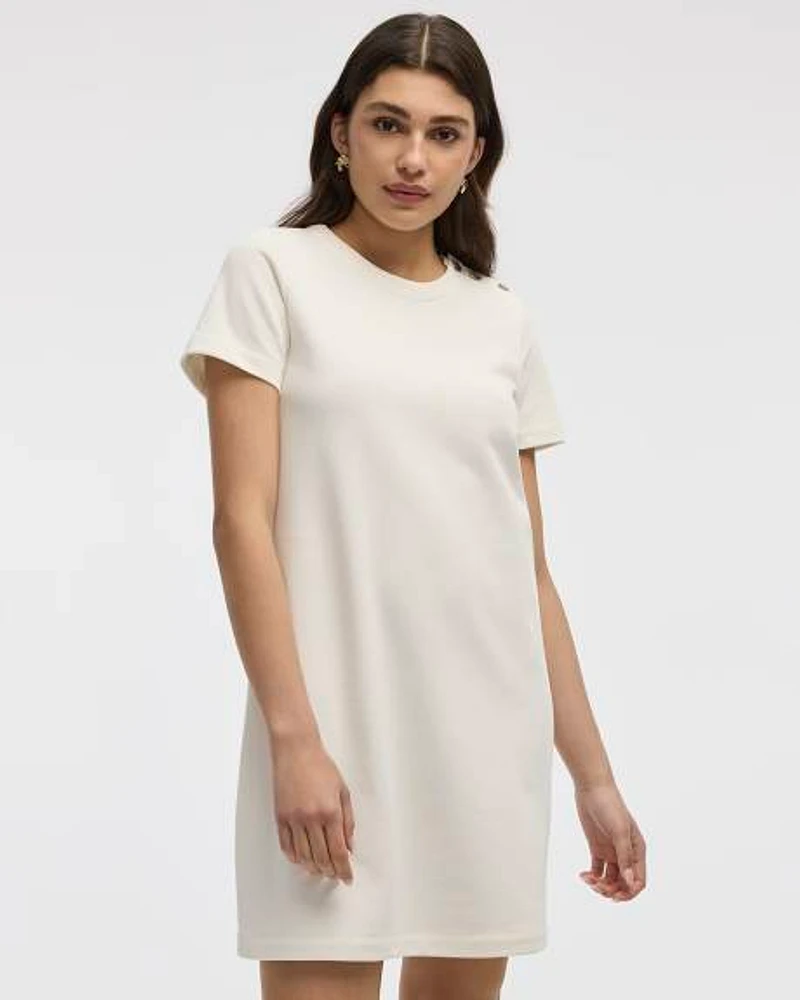 Short-Sleeve Crew-Neck Shift Dress