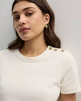 Short-Sleeve Crew-Neck Shift Dress