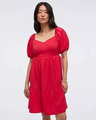 Short-Puffy-Sleeve Bustier Dress with Sweetheart Neckline