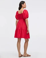 Short-Puffy-Sleeve Bustier Dress with Sweetheart Neckline