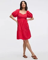 Robe bustier à manches courtes bouffantes encolure en coeur