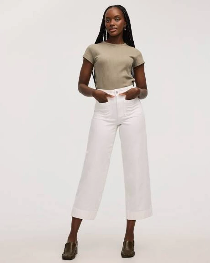 Wide-Leg High-Rise Cropped Jeans