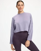 Cropped Long-Sleeve Crew-Neck Sweatshirt