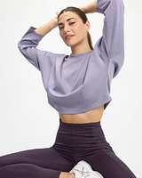 Cropped Long-Sleeve Crew-Neck Sweatshirt