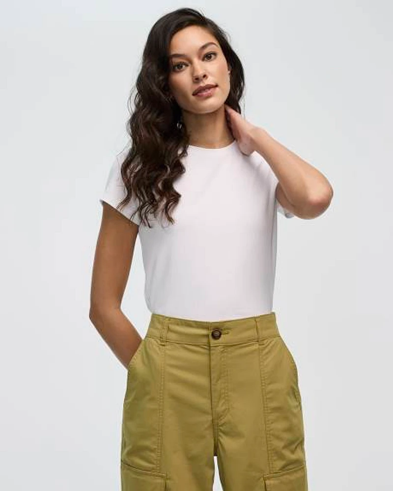 Ribbed Fitted Crew Neck T-Shirt