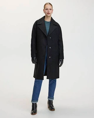 Oversized Bouclé Coat with Three-Button Closure