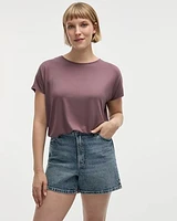 Short-Dolman-Sleeve Boat-Neck T-Shirt