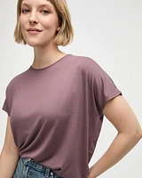 Short-Dolman-Sleeve Boat-Neck T-Shirt