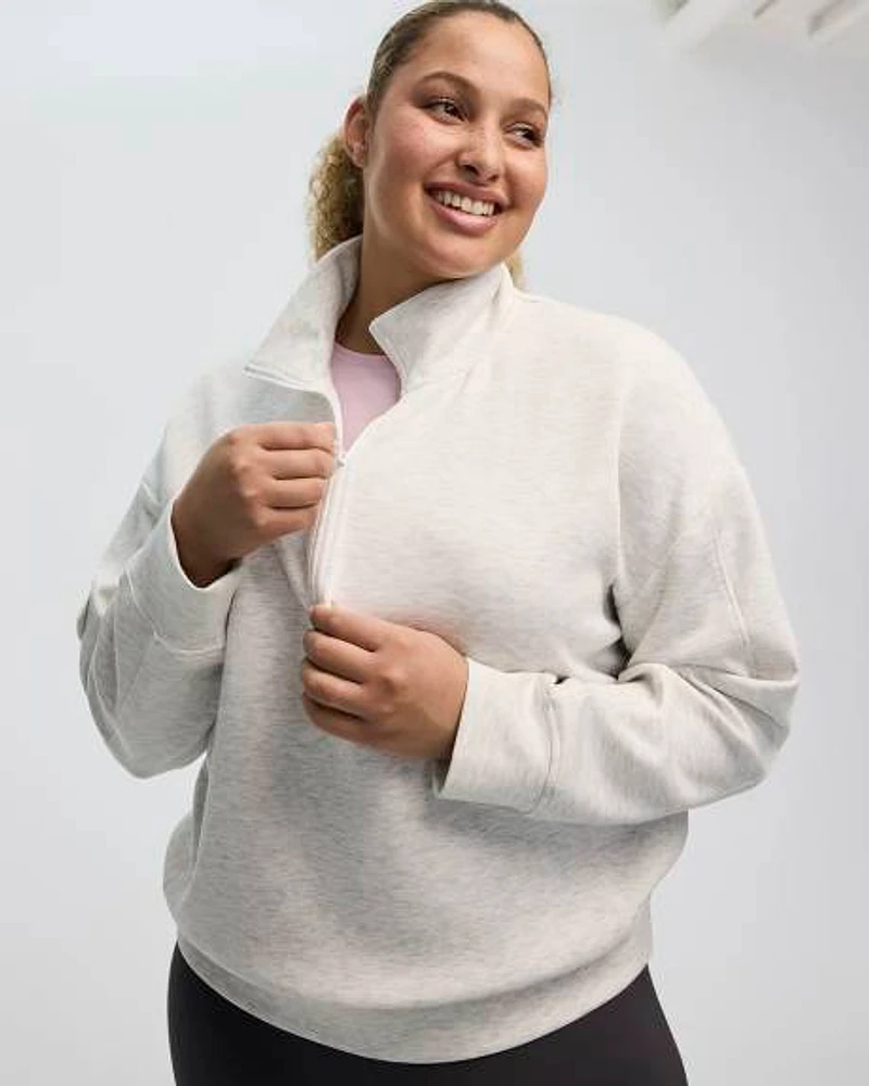 Long-Sleeve Half-Zip Mock-Neck Pullover