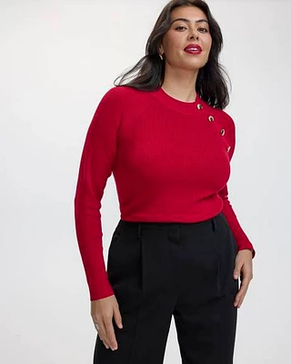 Long-Sleeve Mock-Neck Ribbed Sweater