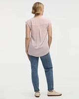Cap Sleeve Split Neck Blouse