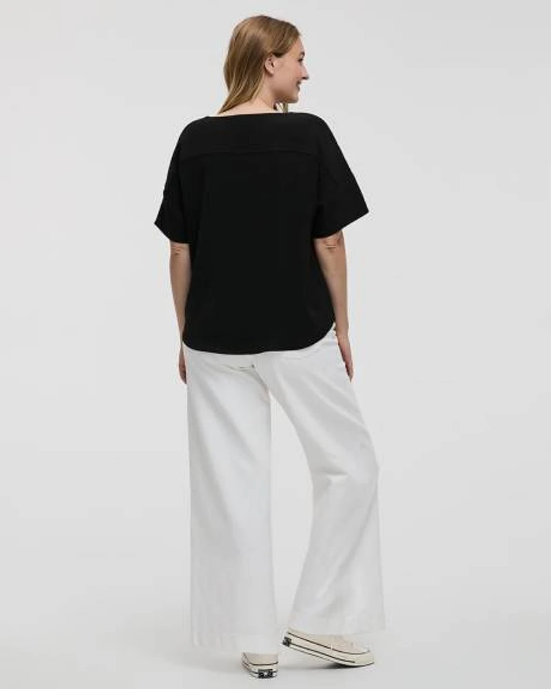 Blouse t-shirt à col rond et manches courtes