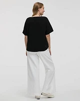 Blouse t-shirt à col rond et manches courtes