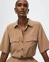 Short-Sleeve Blouse with Utility Pockets