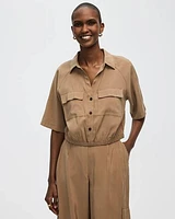 Short-Sleeve Blouse with Utility Pockets